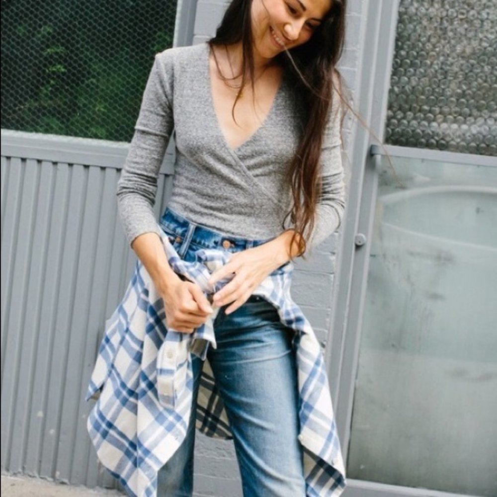 Madewell Heathered Gray Wrap Bodysuit